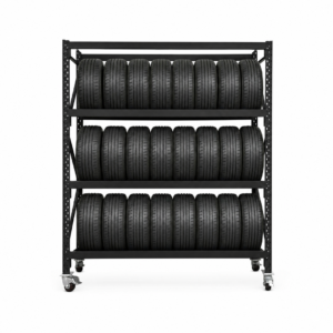 Mobile Tyre Rack Black