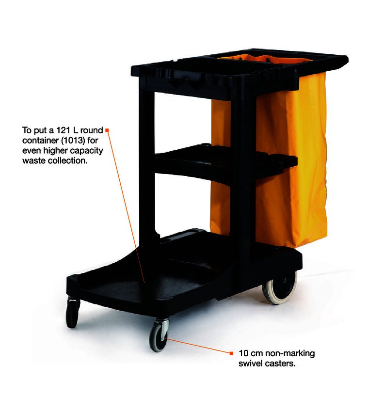 Commercial Hospitality Trolley Cleaning Cart - Black - Image 6
